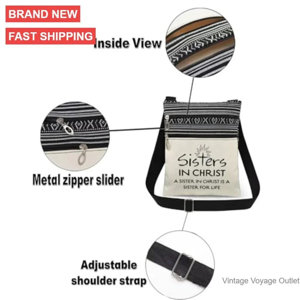 Adjustable Crossbody Bag with Dual Compartments, Lightweight Polyester